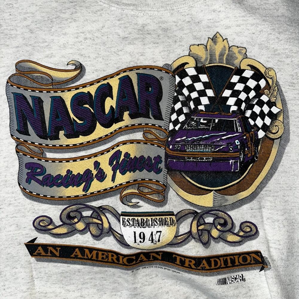Vtg 1992 NASCAR Capitol Graphic Sweatshirt XL Made In USA Oatmeal 90s - Picture 2 of 7